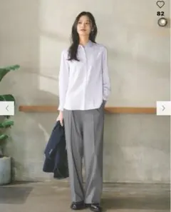 UNIQLO タックワイドパンツ　グレー　S