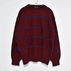 ROSSO CAVALLI 3Dニットセーター ウールL ボルドー 日本製