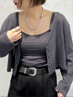 ニットカーディガン キャミソール アンサンブル グレー