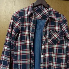 チェック柄シャツとデニムスカートセット