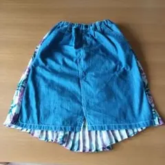 【美品】デニム花柄プリーツコンビスカート 130サイズのサムネイル