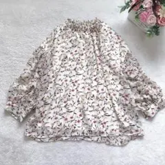 イング 七分袖花柄ブラウス レディース トップス ハイネック カジュアル 可愛い