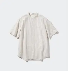 UNIQLO コットンリネンスタンドカラーシャツ/ストライプ M 新品未使用