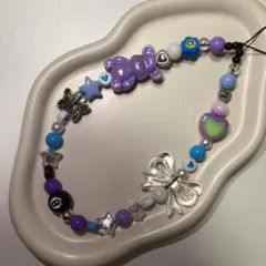 ハンドメイド携帯ストラップ カラフルビーズ