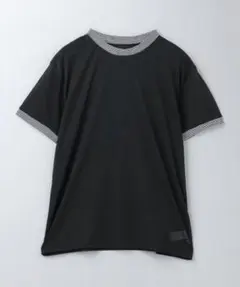 ブラック ストライプ襟 半袖Tシャツ　rokuのサムネイル