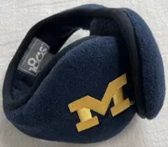 【未使用】180s イヤーマフ、ネイビー、ミシガンM刺繍、サイズ調整と折畳み可能
