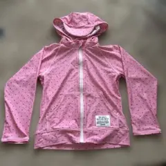 ピンク 水玉模様 フード付きラッシュガード