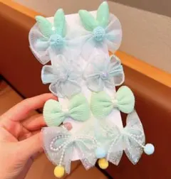 キッズヘアアクセサリー 8個セット 緑 グリーン ヘアクリップ 推し色 メンカラ