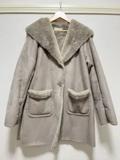 Raycassin ムートン風コートグレージュアウター