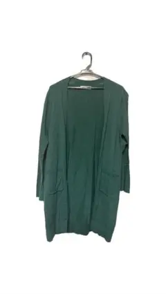 ダークグリーン カーディガン 長袖 ポケット付き