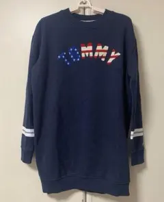 TOMMY JEANS ロゴ刺繍 スウェットワンピース 長袖　紺 裏起毛 Ｓ