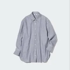 UNIQLO コットンストライプ 長袖 ネイビーのサムネイル
