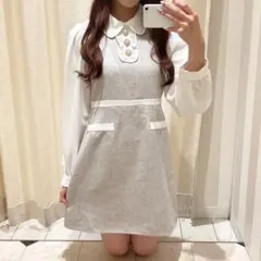 evelynビジューレース襟OPワンピース