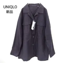 新品　UNIQLO　ユニクロ　リネンコットンシャツジャケット　М　黒
