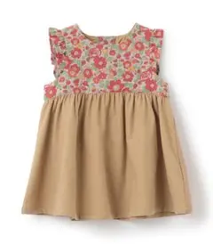 新品【センスオブワンダー] リバティファブリックヨークチュニック　120　モカ茶