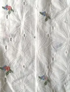cottonレース生地ꕤ︎︎白地に薄水色と薄ピンク＆サーモンピンク＆水色の2枚セット