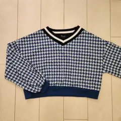 SUREVE ハウンドトゥース Vネックセーター千鳥柄
