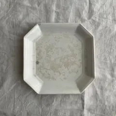 オクトゴナル アンティーク ブルー＆ホワイト 花柄 プレート 2枚セット