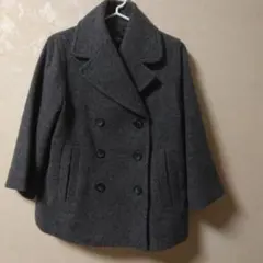 グレー ウール ピーコート ダブルブレスト