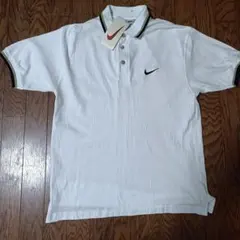 【希少】90s 00s NIKE ナイキ ポロシャツ タグ付き 刺繍ロゴ M