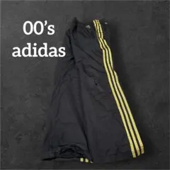 00s adidas ナイロンパンツ 3ストライプ 黒×ゴールド ワイドのサムネイル