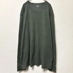 ワッフルロンT【XXL】長袖 カットソー グリーン オールドネイビー ゆったりのサムネイル