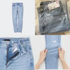 ユニクロ　ウルトラストレッチ　スキニー　ハイライズ　ジーンズ　（ダメージ）