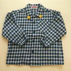 ミキハウス チェック柄 クマ ワッペン 長袖シャツ 90
