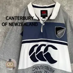 【Lサイズ】カンタベリー 半袖 ラガーシャツ ロゴ 刺繍 古着 メンズ