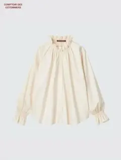 コントワー・デ・コトニエ　サテンコットンフリルシャツ　Sサイズ