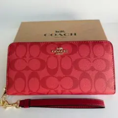 コーチ 長財布 C4452 新品 未使用 人気 シグネチャー 赤
