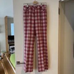 ウィッテム　huitieme 8e赤白チェック カジュアルパンツ Lサイズ
