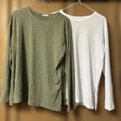 GU リブ編み長袖Tシャツ 2色セット