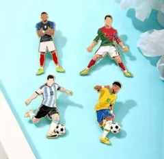 W杯ピンバッジ メッシ　 クリロナ ムバッペエムバペ ネイマール4点❎10 W杯 ピンバッジ4個セット メッシ クリロナ ムバッペ エムバペ