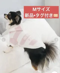 【新品•タグ付き】ジェラピケ　犬用パーカー ボーダー柄　Mサイズ　PNKピンクのサムネイル