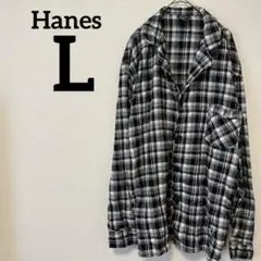 一点もの✨Hanes 【L】チェック柄 長袖シャツ 黒 ブラック