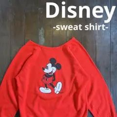 80s 90s Disney ミッキー リメイク スウェット 赤 レディースL