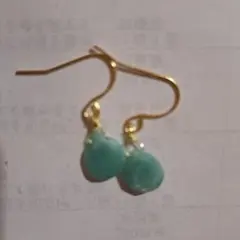 ☆アマゾナイト青緑1㌢弱フックピアス☆