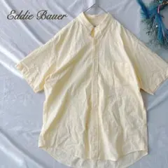 エディーバウアー 半袖シャツ ストライプ柄 イエロー M ボタンダウン ゆったり