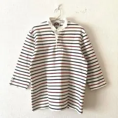☆【バーバリアン】カットソー ラグビー 綿100％ ハーフボタン 七分袖 L相当のサムネイル