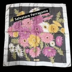 極美品✨サルヴァトーレフェラガモ シルク イタリア 花柄 大判スカーフ ストール 極美品】フェラガモ シルク イタリア アニマル 花 鳥 大判スカーフ