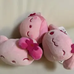レア　サンリオキャラクターズ　もにまるず　桜キーチェーンマスコット　3個セット