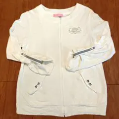 メゾピアノ　ホワイト ジップアップ カーディガン　LLサイズ　165cm