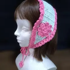 バブーシュカ　ヘッドドレス　ネックウォーマー　ハンドメイド　かぎ編み