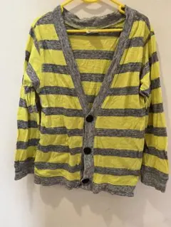 イエローとグレーのボーダーカーディガン