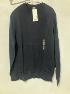 【新品】ウォッシャブル コットン クルーネックセーター Navy 100% 綿
