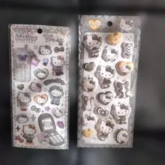 平成ハッピーフォン　キティ　黒　マシュマロシール　ギャルキティ　白黒　モノクロ