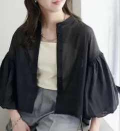 新品DISCOAT ブラックシアーシャツ 五分袖