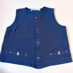 【新品】ファミリア　くま刺繍 ネイビー ベビーベスト 80cm