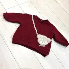 クマのぬいぐるみ付きニットセーター 80cm